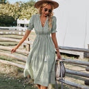 Vestido Nina Maritima Moda Praia verde P 